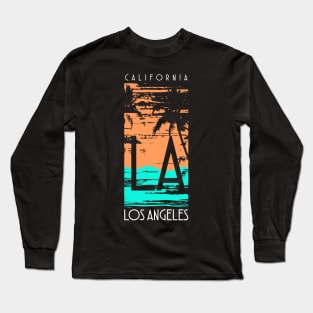 Los Angeles California Palm Tree Sunset Design Long Sleeve T-Shirt